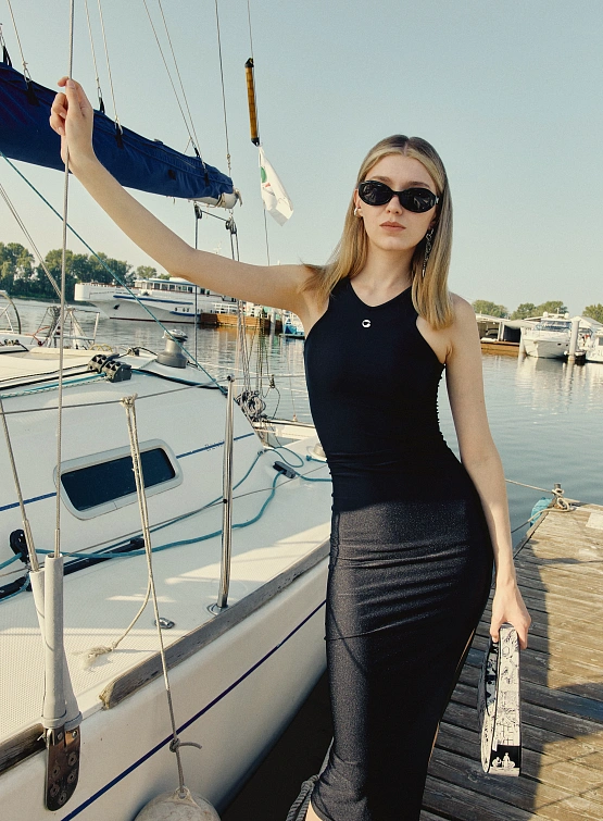 Женское платье Coperni Tank Top Dress Black/Lilac