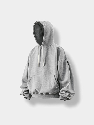 Худи ANGLAN Valley Tuck Sweat Balloon Melange Grey