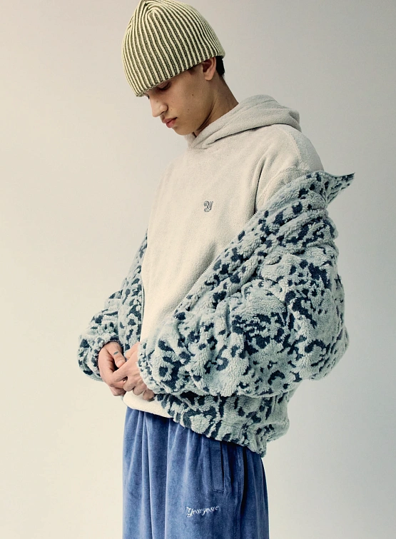 Двусторонняя флисовая куртка YESEYESEE Reversible Leopard Fleece Jacket Silver