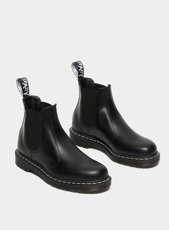 Женские челси Dr. Martens 2976 White Stitch Leather Black