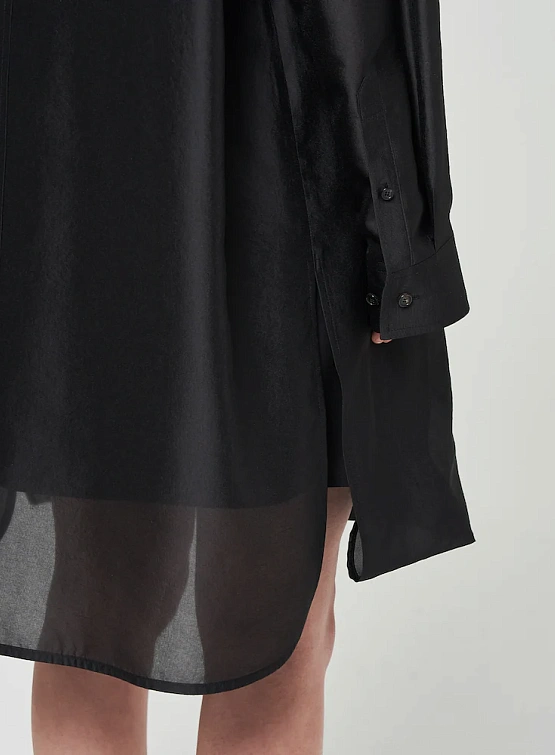Женская рубашка JUUN.J Shiny Double Long Shirt Black