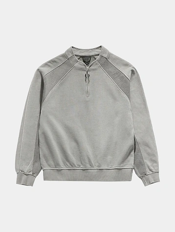 Свитшот UNAFFECTED Dyed Half Zip Light Grey