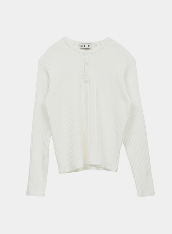 Лонгслив Recto RC Logo Jacquard Patch Henley Neck White