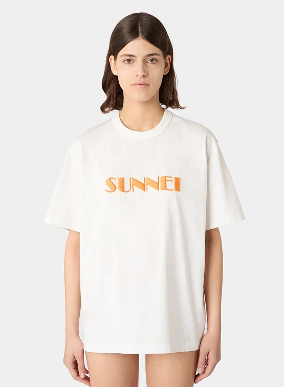 Футболка Sunnei Classic Big Logo Embroidered Off White/Peach