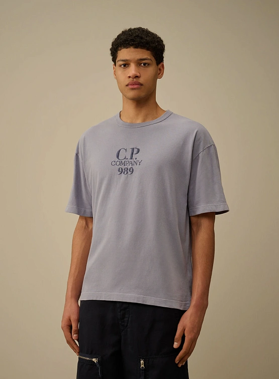 Футболка C.P. Company 20/1 Jersey Boxy Logo Lavander Violet