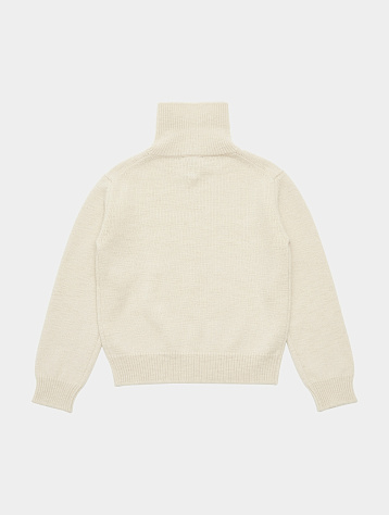 Халф-зип AMOMENTO Half Zip-Up Knit Ecru