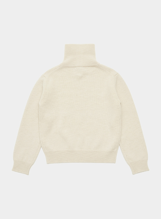 Халф-зип AMOMENTO Half Zip-Up Knit Ecru