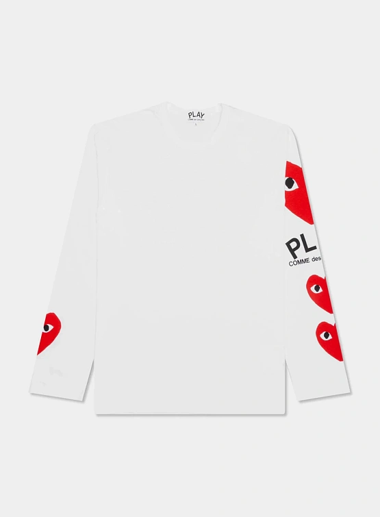 Лонгслив Comme des Garçons PLAY Play 3 Heart White