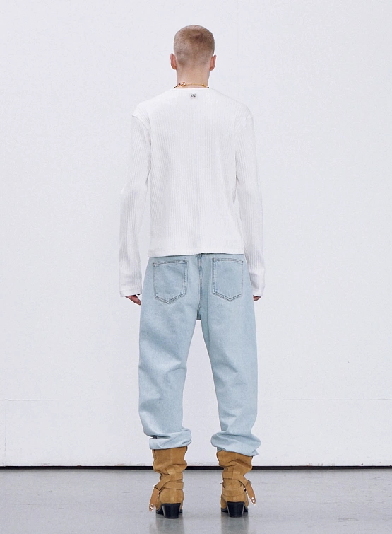 Лонгслив Recto RC Logo Jacquard Patch Henley Neck White