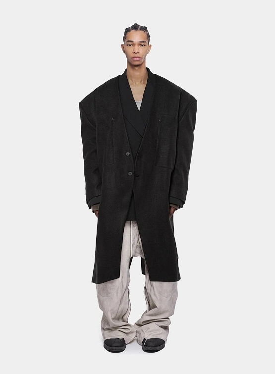 Пальто ARNODEFRANCE Collarless Wool Coat Black