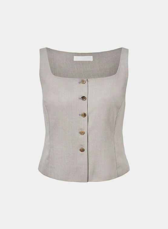 Женский жилет AMOMENTO Scoop Neck Two Way Beige