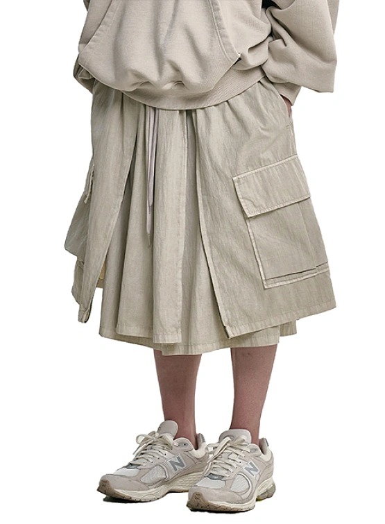 Шорты AJOBYAJO Washed Layered Zip-Up Ivory