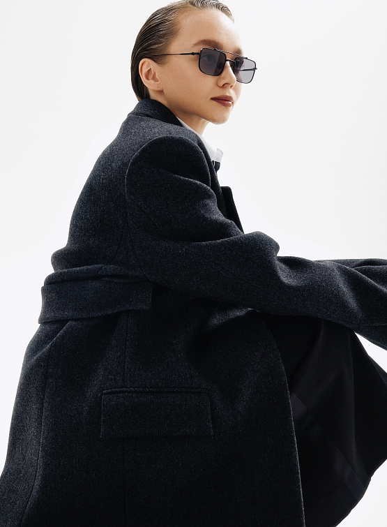 Женское пальто System Structured Belt Coat Charcoal Grey