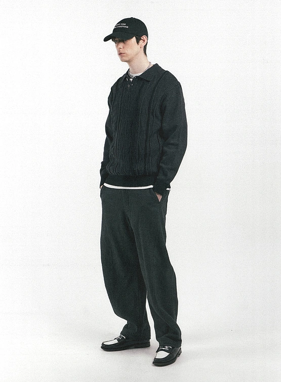 Поло EASTLOGUE Assymetrical Cable Knit Charcoal