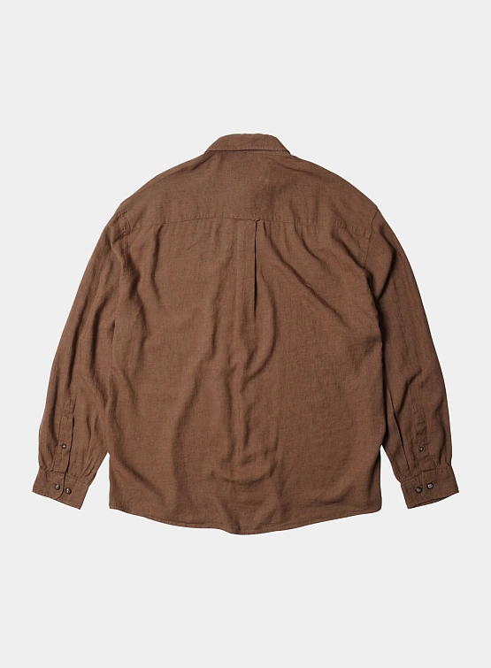 Рубашка FrizmWORKS Silky Linen Relaxed Shirt Brown