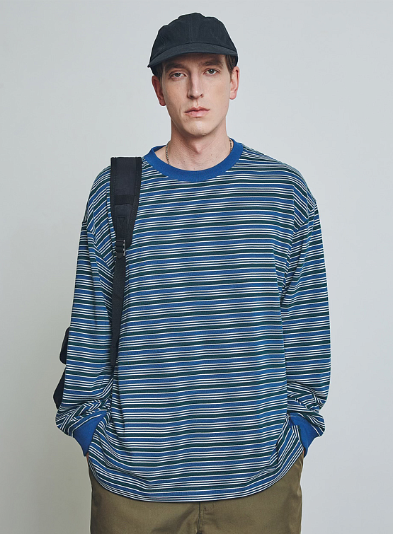 Лонгслив Uniform Bridge AE Multi Color Stripe L/S Tee Green