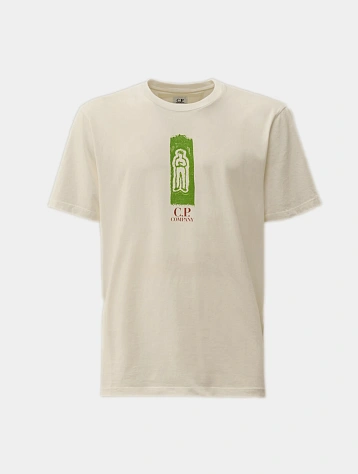 Футболка C.P. Company 24/1 Jersey Front And Back Logo Gauze White