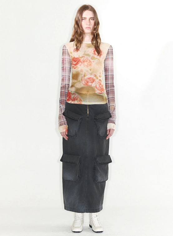 Женский топ OPEN YY Floral Mesh Sleeve Top Multi