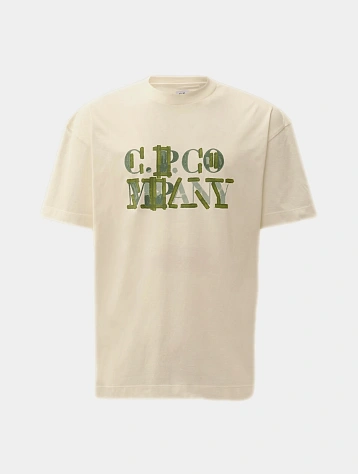Футболка C.P. Company 30/1 Jersey Blurred Logo Gauze White