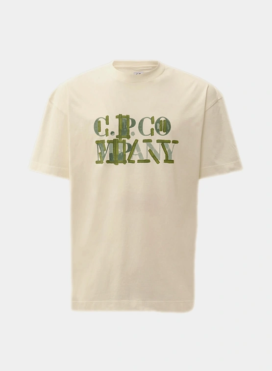 Футболка C.P. Company 30/1 Jersey Blurred Logo Gauze White