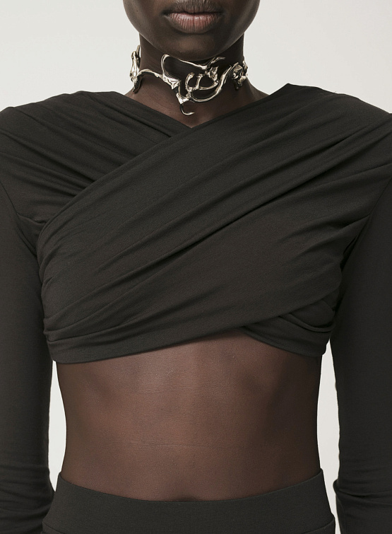 Женский топ Han Kjøbenhavn Cropped Long Sleeve Top Black