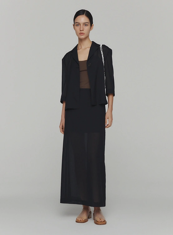 Женская юбка AMOMENTO Sheer Maxi Long Skirt Black