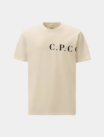 Футболка C.P. Company 30/1 Jersey Front-Back Logo Gauze White