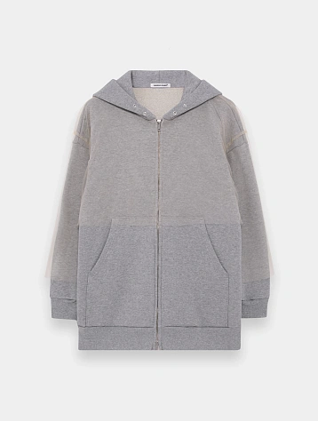Зип-худи UNDERCOVER Fleece Nylon Tulle Layered Top Grey