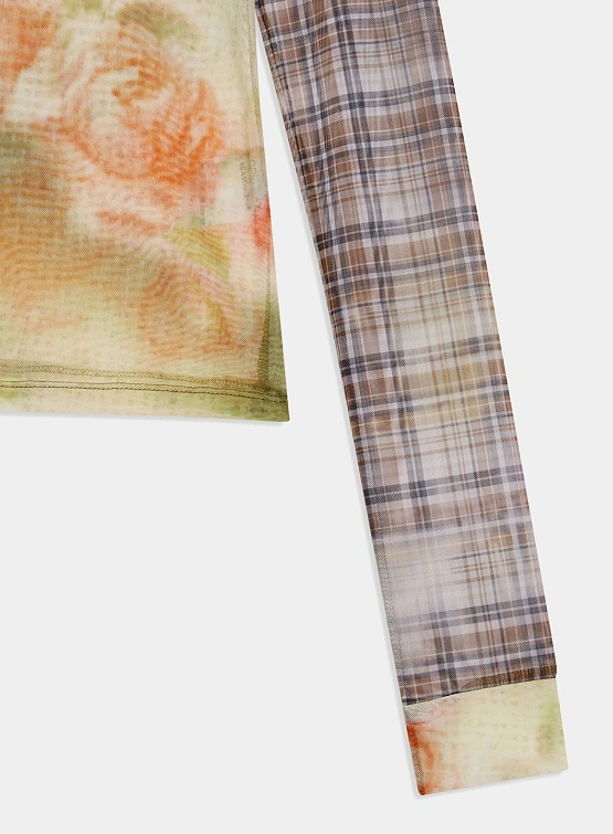 Женский топ OPEN YY Floral Mesh Sleeve Top Multi