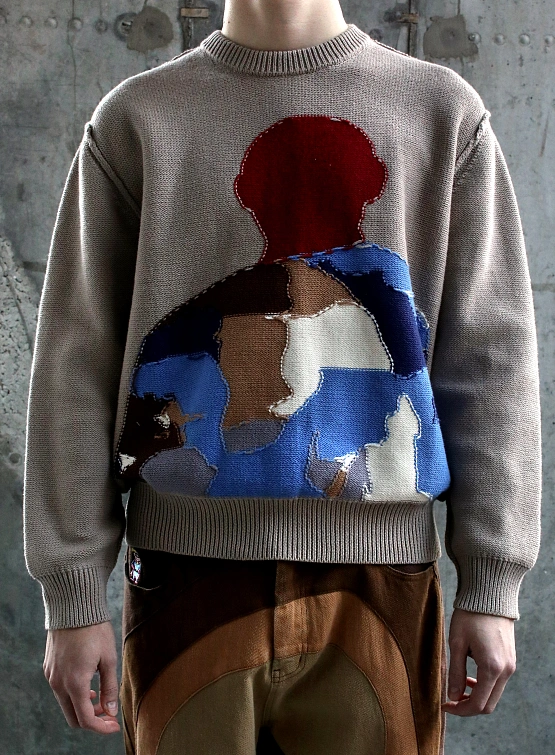 Свитер KidSuper Reverse Intarsia Figure Tan