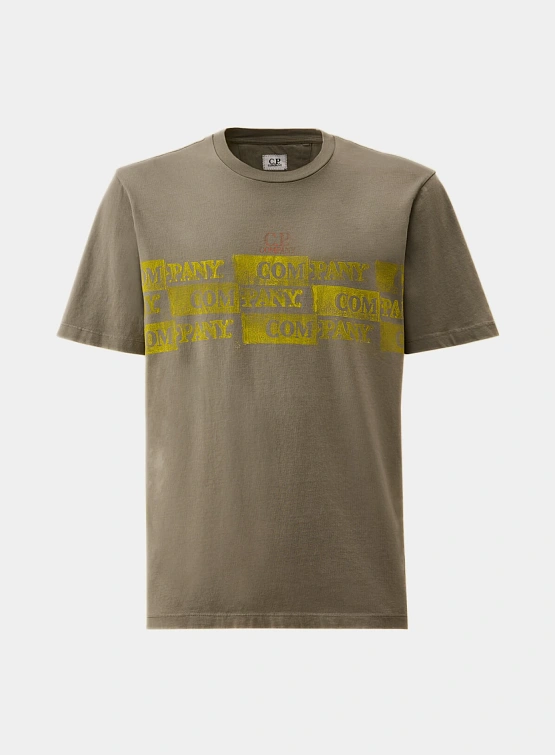 Футболка C.P. Company 24/1 Jersey Horizontal Logo Smoked Pearl