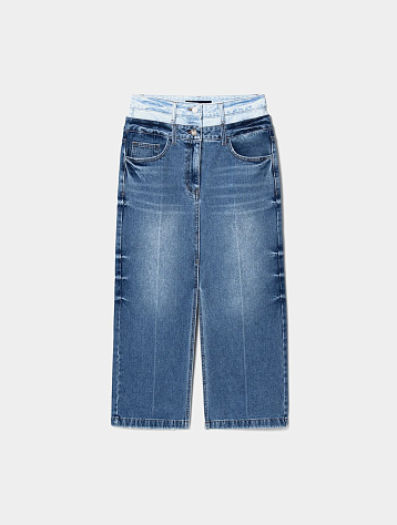 Женская юбка JUUN.J Double Waist Long Denim Skirt Sky Blue