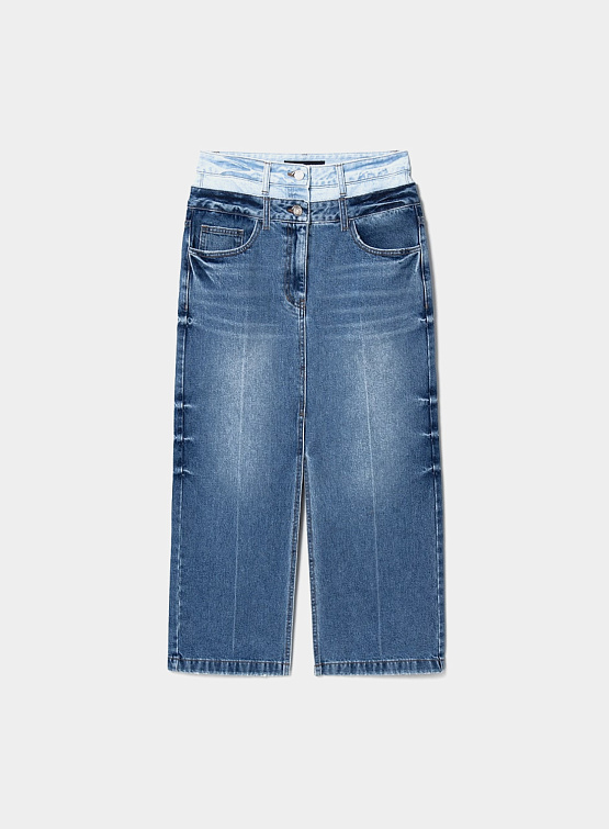 Женская юбка JUUN.J Double Waist Long Denim Skirt Sky Blue