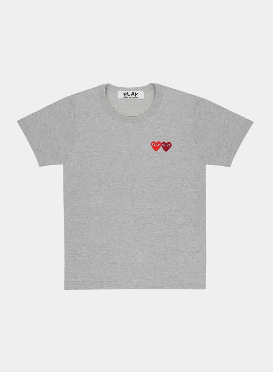 Футболка Comme des Garçons PLAY Double Heart Grey