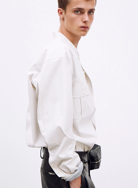 Рубашка Recto Fabio Multi Stripe China Collar Shirt Ivory