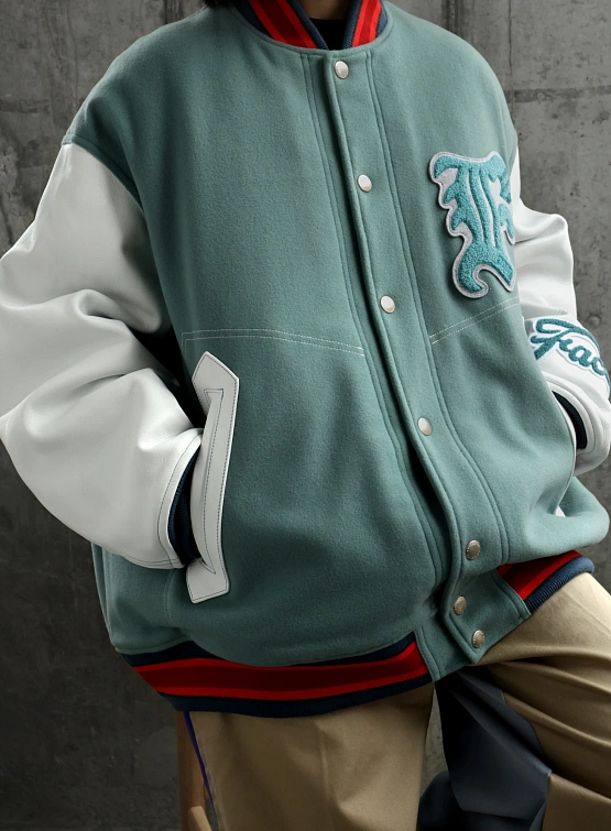 Бомбер FACETASM Patched Stadium Smoked Blue