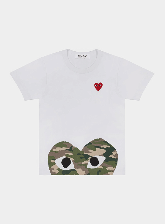 Футболка Comme des Garçons PLAY Camouflage Edge Heart White