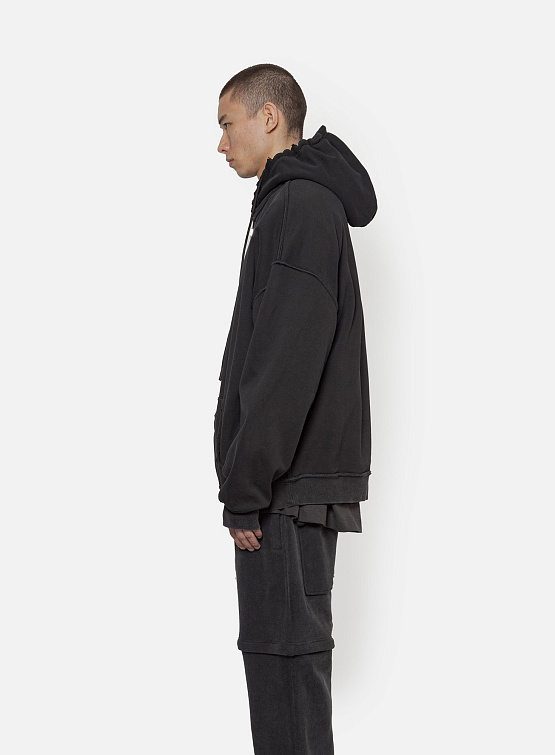 Худи ARNODEFRANCE Waffle Hoodie Washed Black