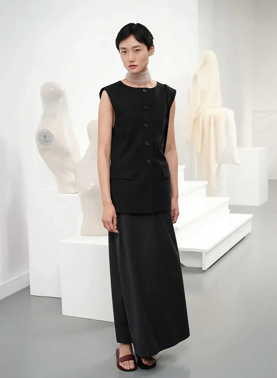 Женский жилет AMOMENTO Oversized Button Up Vest Black