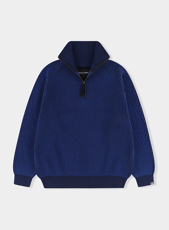 Свитер YESEYESEE Rib Knit Half Zip Up Blue