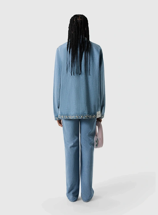 Женская Джинсовая Куртка Coperni Studded Jacket Blue