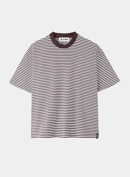 Футболка Sunnei Striped Over Brown & Optical White