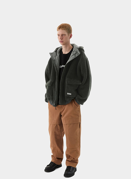 Двусторонняя Флисовая Куртка thisisneverthat Reversible Sherpa Jacket Grey