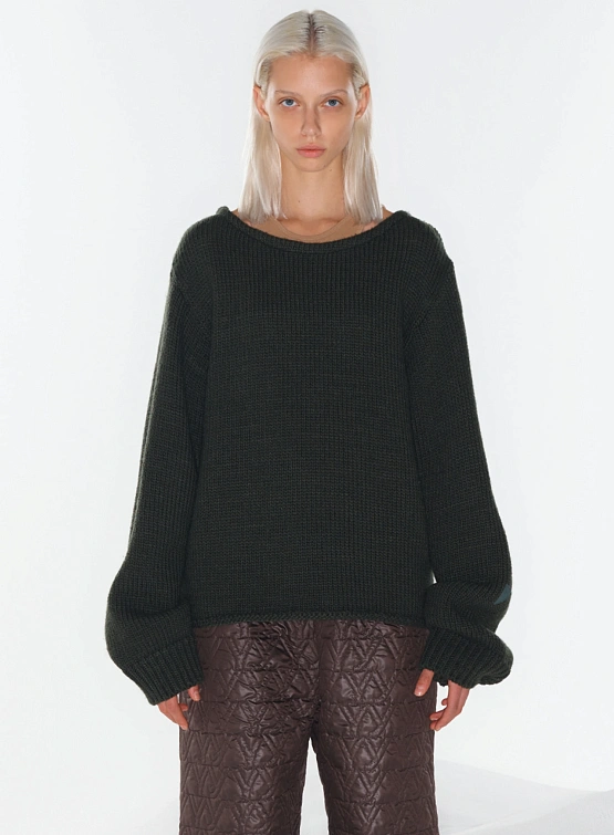 Женский свитер OPEN YY Boatneck Basic Sweater Dark Green