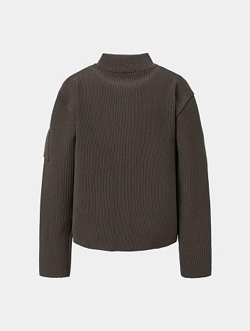 Кардиган AMOMENTO Mock Neck Zip-Up Dark Brown