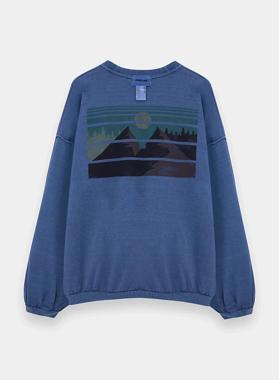 Свитшот ANGLAN Reversible Pigment Two Layer Washed Blue