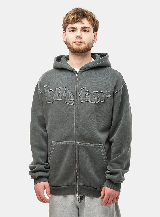 Зип-худи Butter Goods Mineral Wash Zip-Thru Charcoal