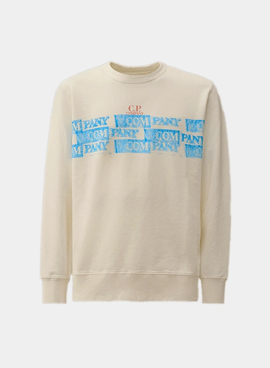 Свитшот C.P. Company Cotton Fleece Crewneck Gauze White