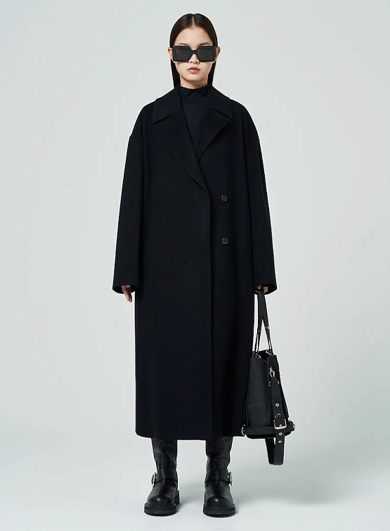 Женское пальто JUUN.J Wool Side Slit Double Maxi Coat Black