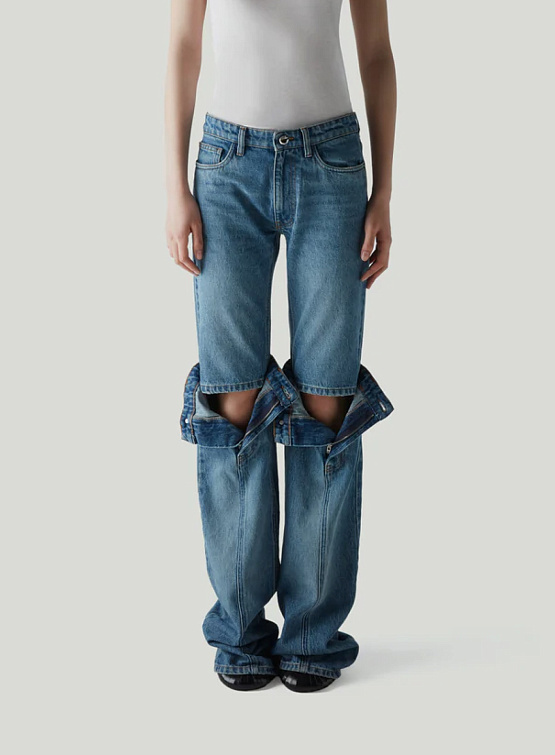 Женские джинсы Coperni Open Knee Jeans Washed Blue